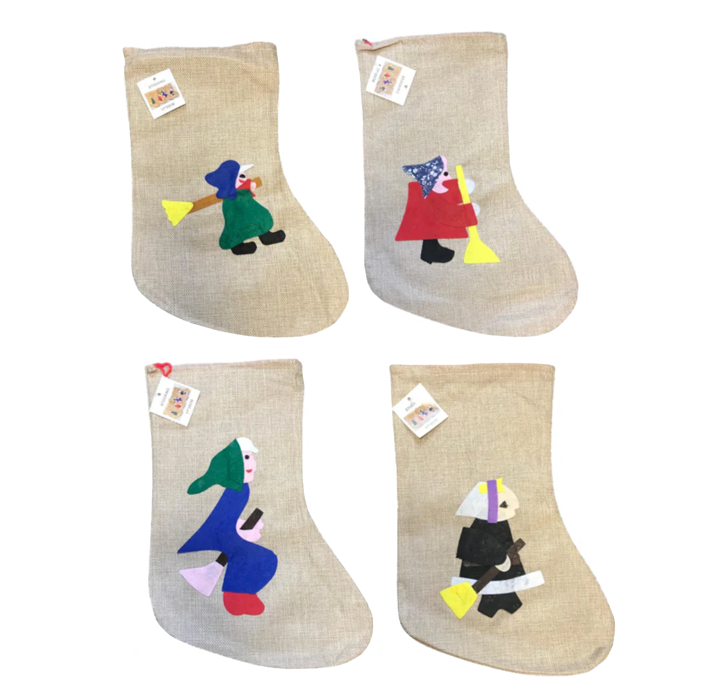 Christmas Jute Burlap Hanging Stocking 17 x 35 cm Assorted Designs 9979