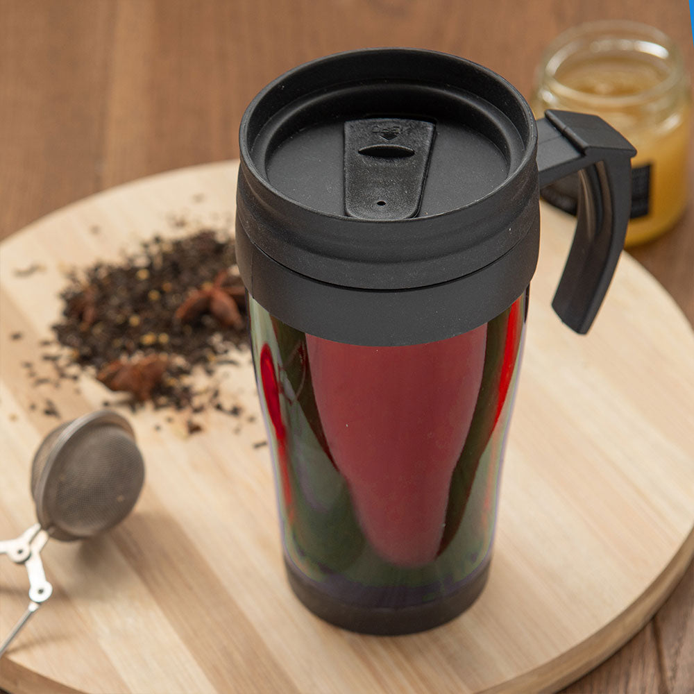 SQ Professional Car Coffee Tea Travel Mug with Handle 450ml Assorted Colours 0045 / 9995 A