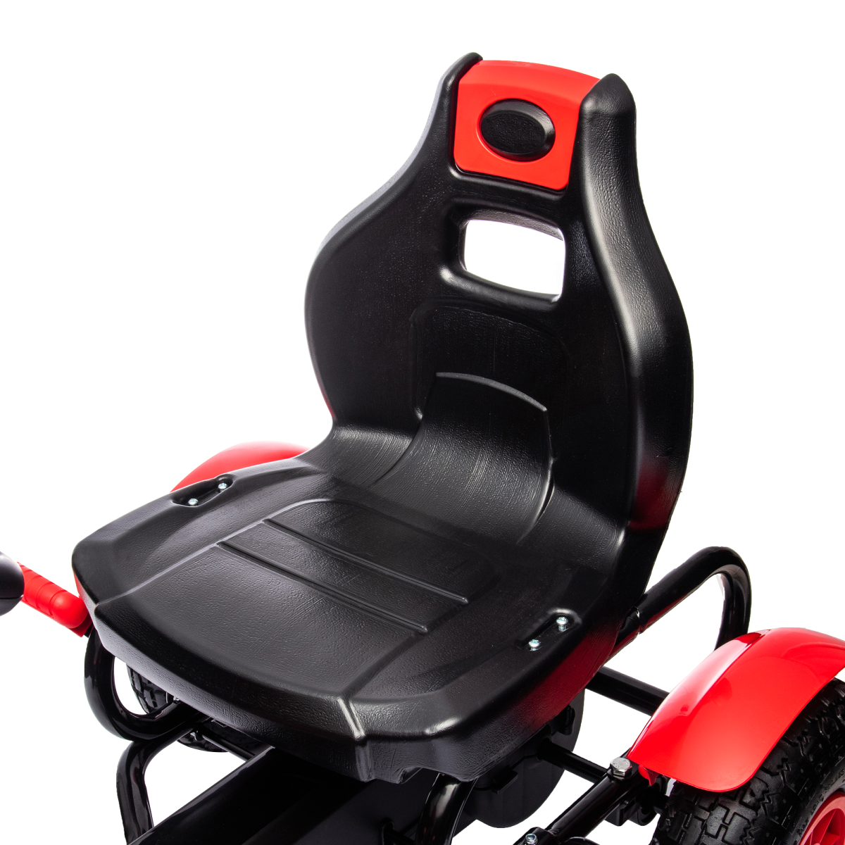 Kids Pedal Go Kart w/ Adjustable Seat, Inflatable Tyres, Handbrake - Red