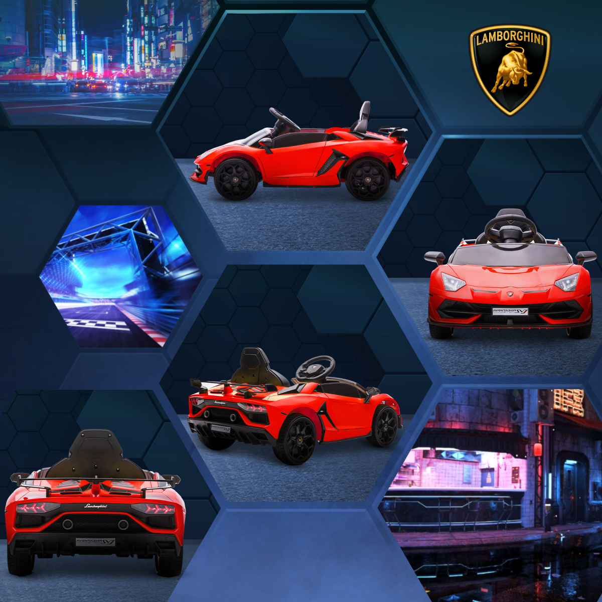 Lamborghini Aventador Licensed 12V Kids Electric Ride On Car - Red