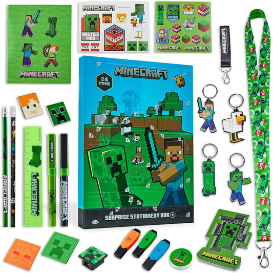 Minecraft Advent Calendar for Kids and Teenagers, Stationery, Notebooks, Stickers, Badges