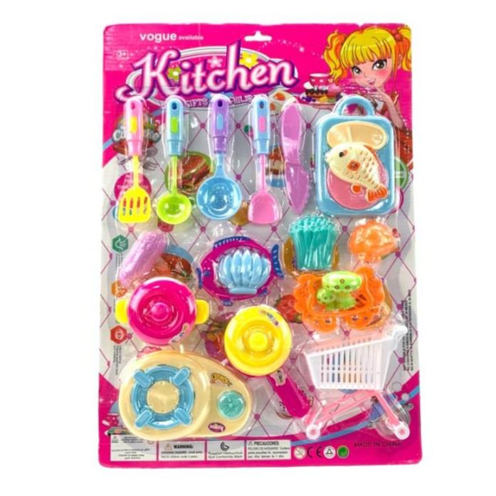 Pretend Play Toy Kitchen & Cutlery Set