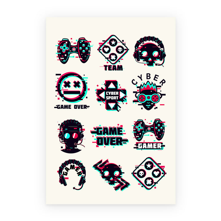 Gamer Tattoo Sheet ( 12 Tattoos )