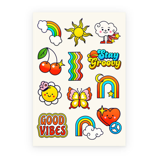 Good Vibes Tattoo Sheet ( 12 Tattoos )