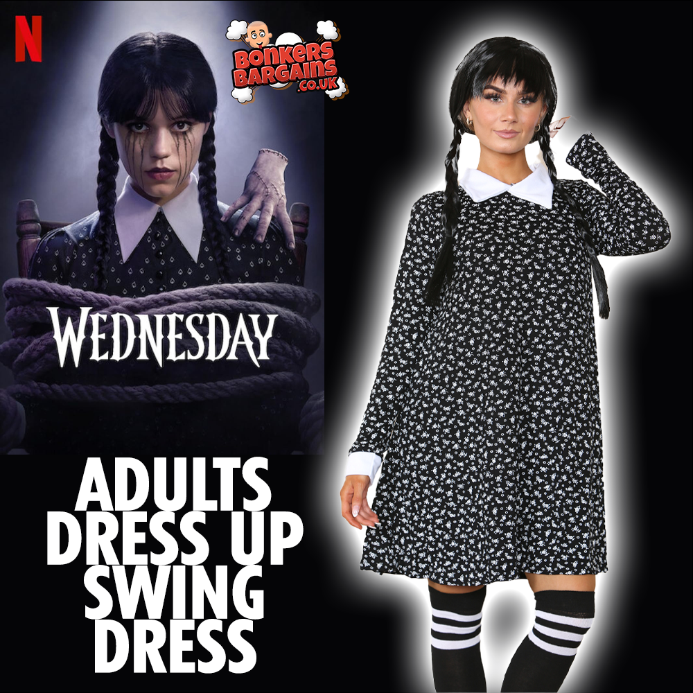 Wednesday Addams Family Adults Swing Dress Fancy Dress