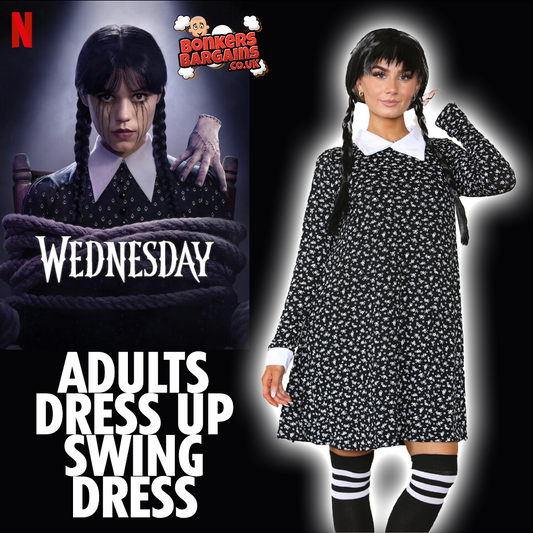 Wednesday Addams Family Adults Swing Dress Fancy Dress