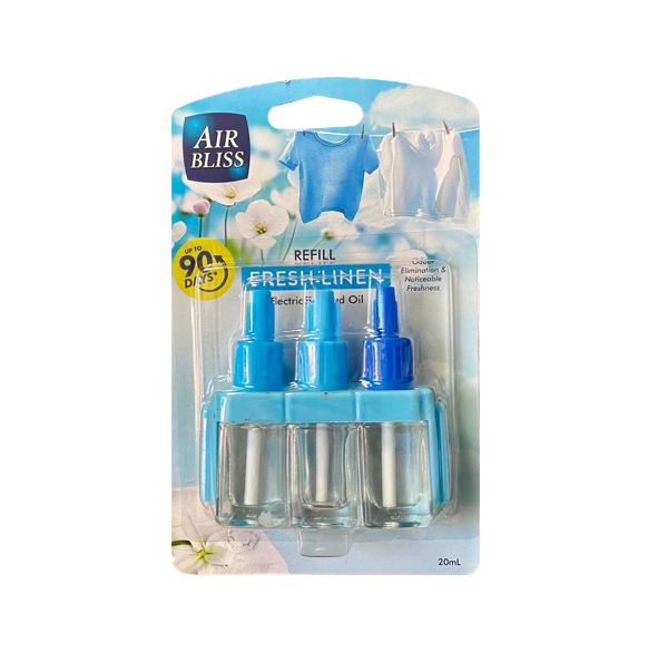 Air Bliss Air Freshener Scented Oil Plug In Refill 20ml - Fresh Linen (3Volution Compatible)