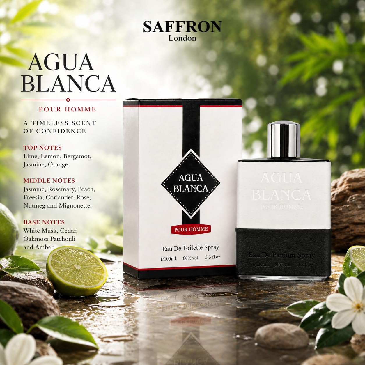 AGUA BLANCA Inspired by Acqua D Gio - Men's Eau de Toilette Aftershave Spray 100ml - Saffron London