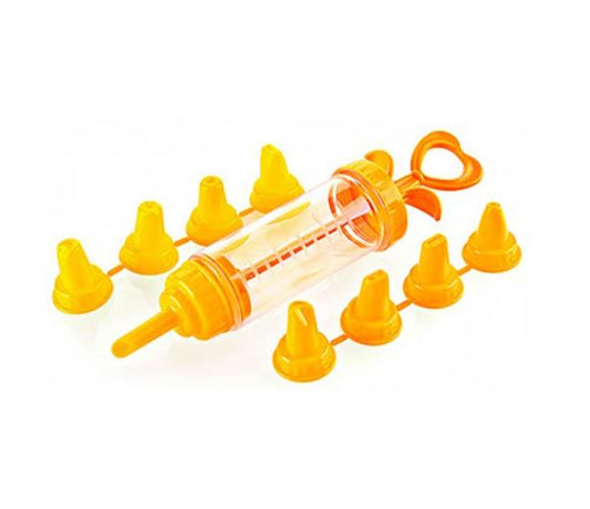 Home Baking Professional Icing Cream Syringe Set Assorted Nozzles 9 Pack Assorted Colours AP1004