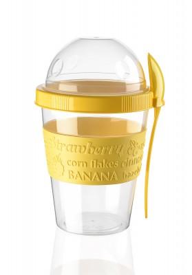 TTZ Plastic Take And Go Yoghurt Granola Cup with Dome Top 600ml Assorted Colours AP9199