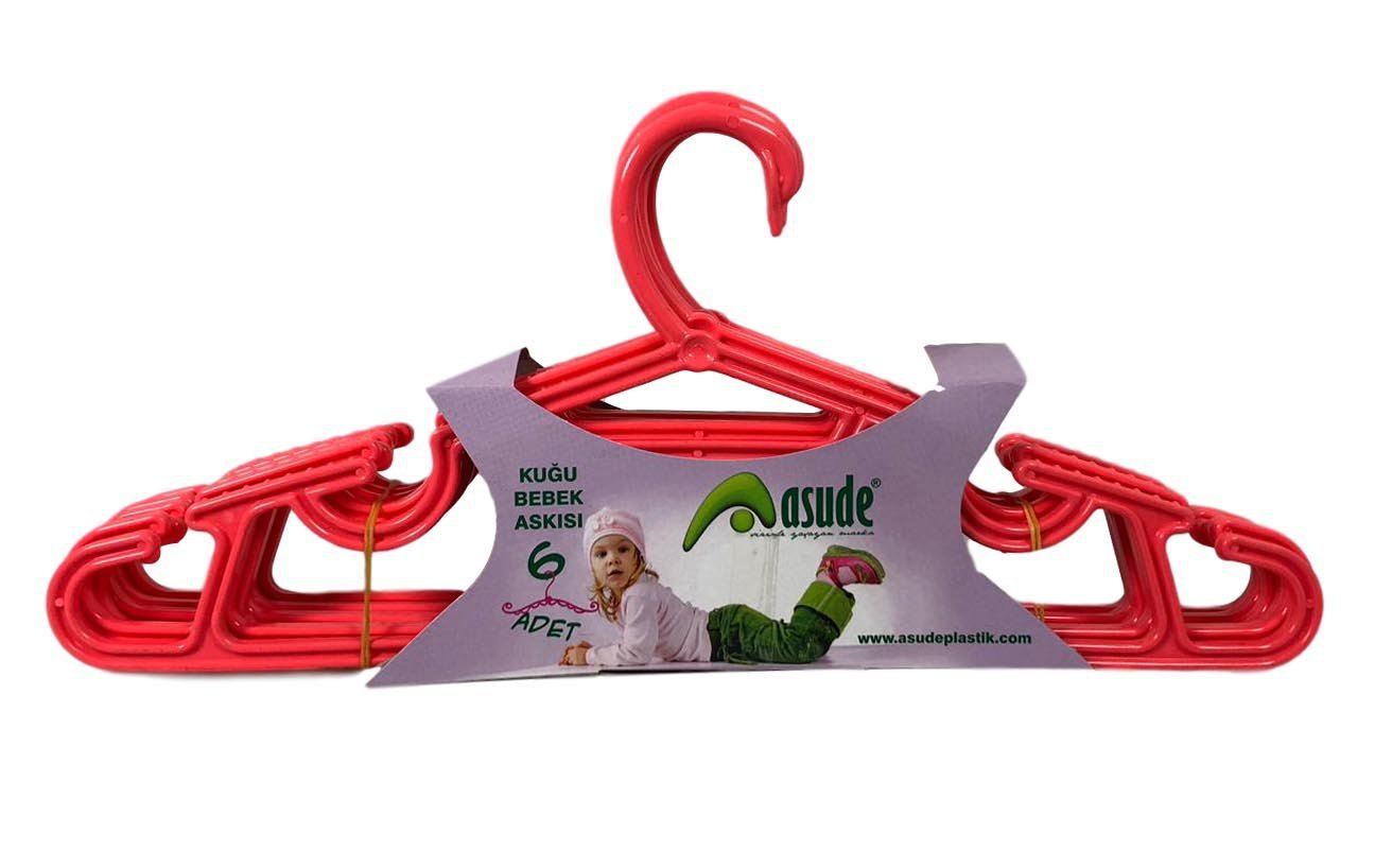 6 Pack Childrens Hangers Fancy Plastic Blue White Red Hangers 30cm ASD133