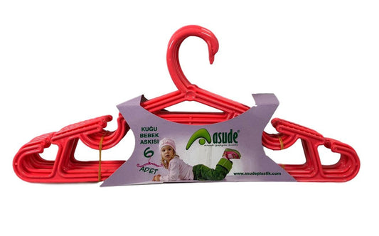 6 Pack Childrens Hangers Fancy Plastic Blue White Red Hangers 30cm ASD133