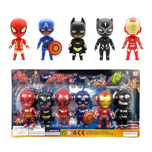 Superhero Mini Model Figurines Set of 6 Playset - 3 Inch