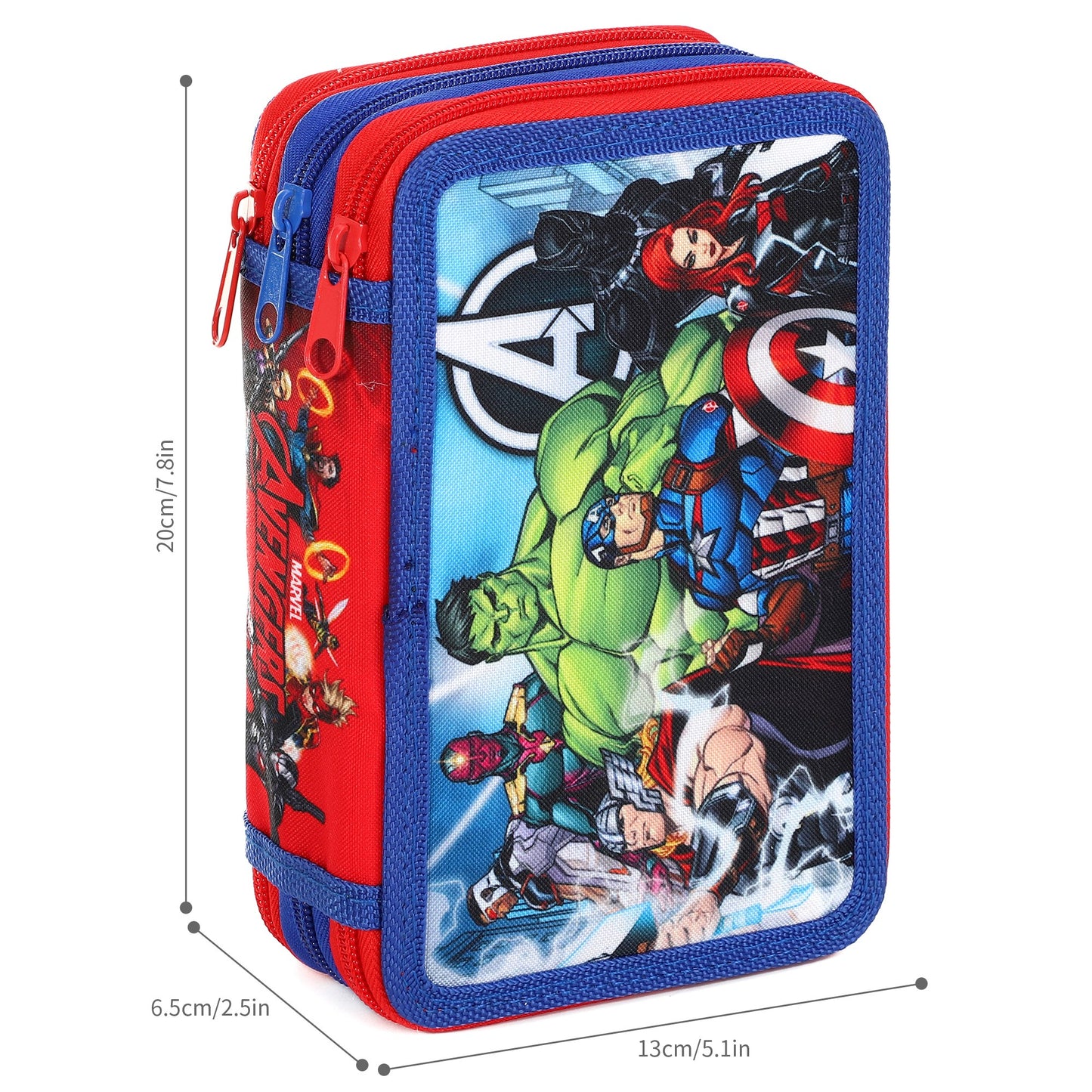 Avengers Style Jumbo Pencil Case & Stationery Set with 3 Zip Divider