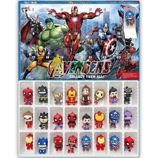 Avengers Style Advent Calendar includes 24 Toy 3D Character Figures
