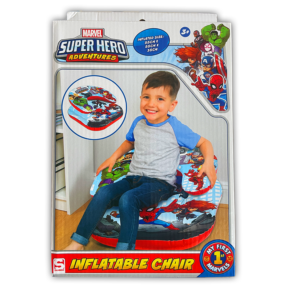 Super Hero Adventures Kids Inflatable Chair 55cm x 55cm x 35cm Portable Seating
