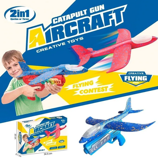 Catapult Gun Aircraft Ejector 2 in 1 Ejection Assorted Colours