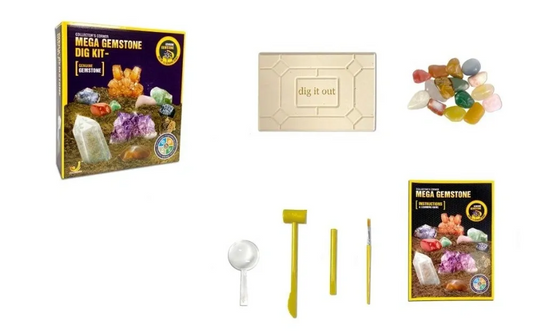 Mega Gemstone Dig Kit Genuine Gemstone 19 Piece Set