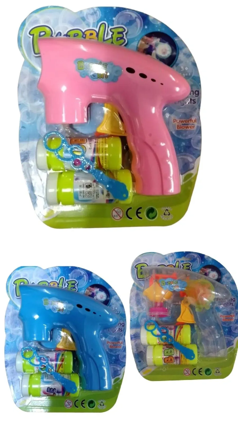 BUBBLE GUN WITH LIGHTS ASSORTED (3 PIECES)