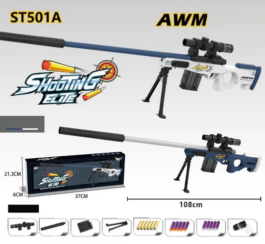 Sniper Soft Bullet Gun With Ejector Port & Many Accessories! Assorted ST502A