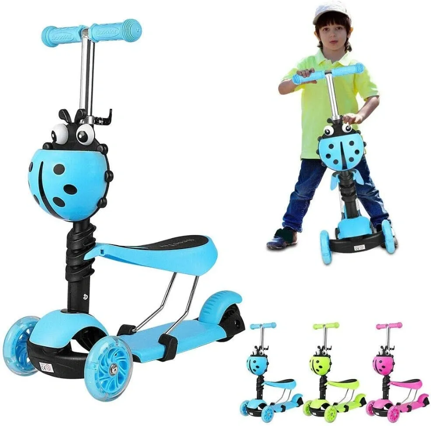 3 in 1 Kids Child Scooter 3 Wheel Toddler Beginner Kick Scooters Adjustable Seat (3 Colours)