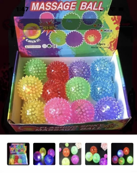 Spikey Massage Ball With Squishy Sound & Light (Box of 12) SQ-020