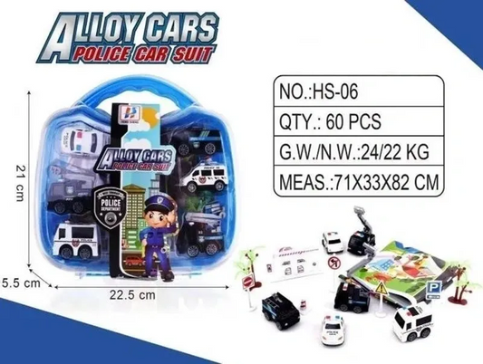 Alloy Cars Police Car Suit Suitcase Toy