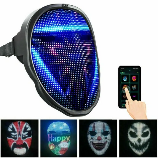 SGM LED FULL FACE Mask Programmable Mask App Control Mask - AA Battery Operated