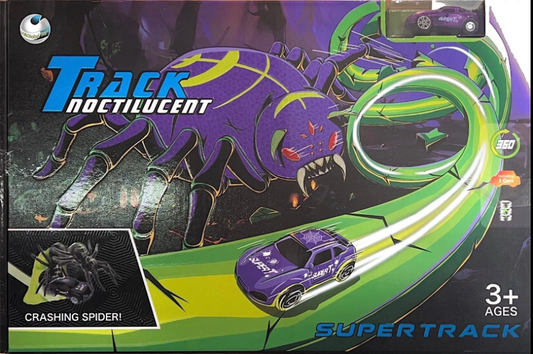 Track Noctilucent Supertrack 360 Including 1 Car And Crashing Spider