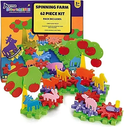 Farm Spinning Building Set Kids Sequential 62 Pieces