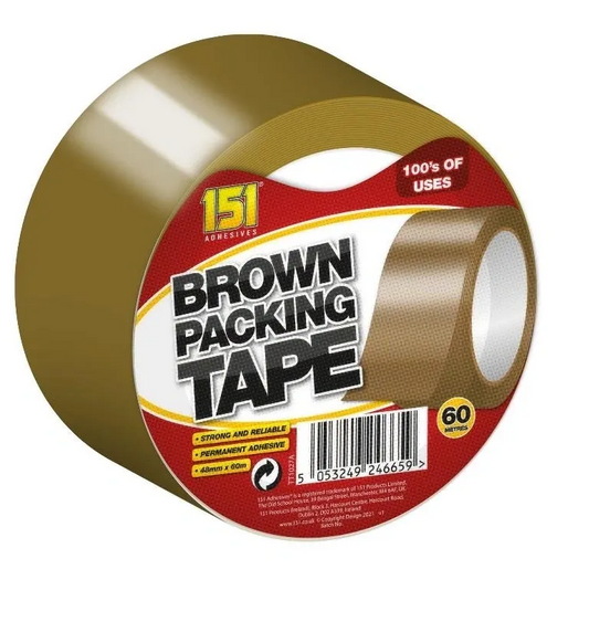 12 PACK BROWN PACKING TAPE 60mX48mmX0.045mm