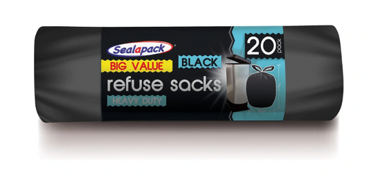 20 PACK BLACK REFUSE SACKS - 20 PACK