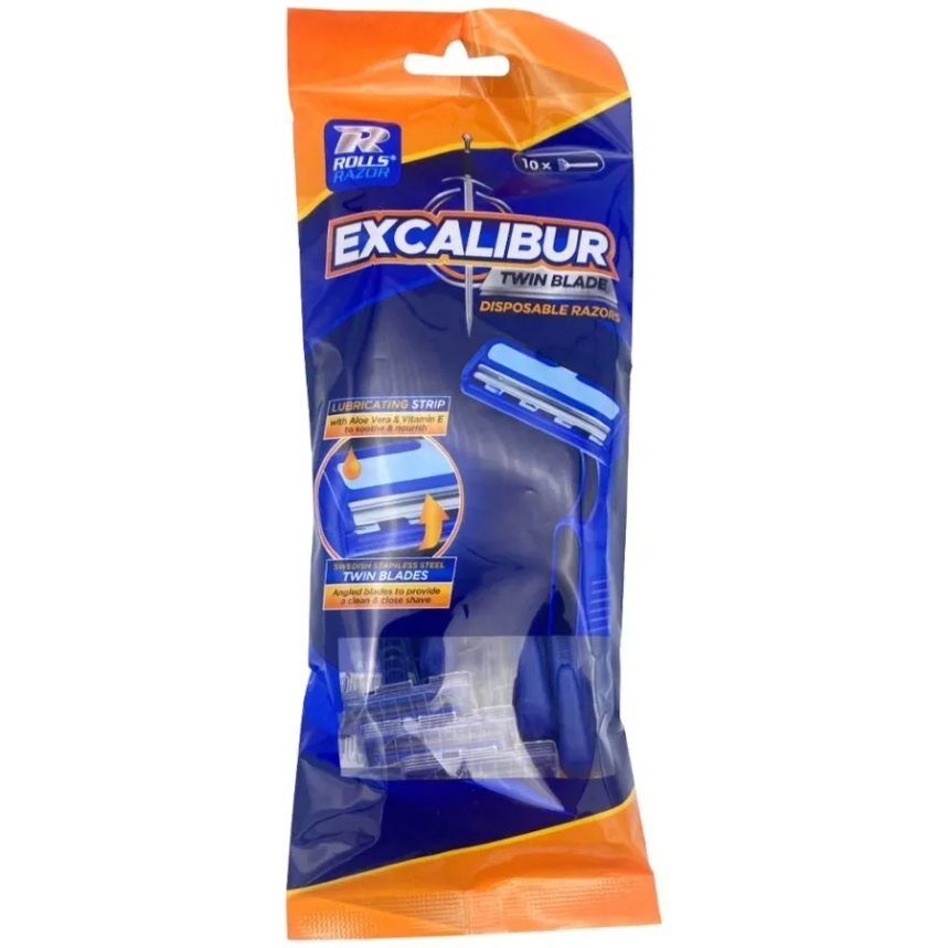 12 PACK EXCALIBUR TWIN BLADE DISP RAZORS 10PK