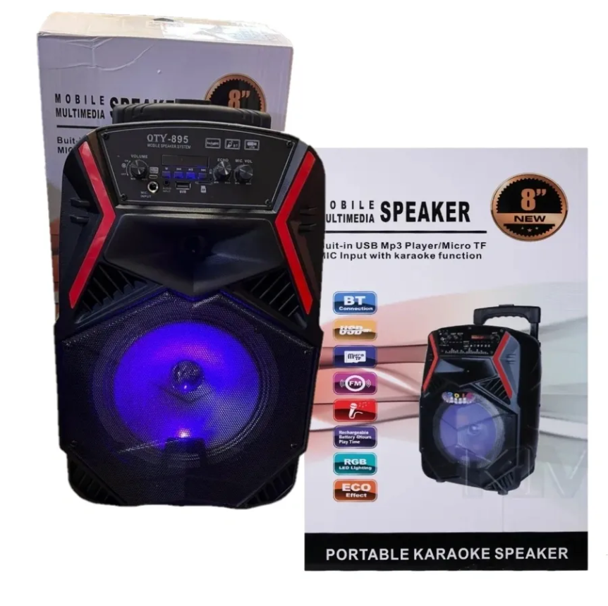 Wireless 8" Speaker Bluetooth Radio Aux, and Mic