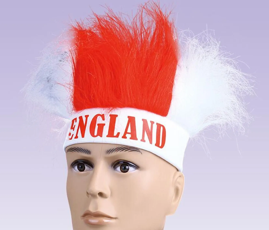 England Head Band Fluffy Red White Hair