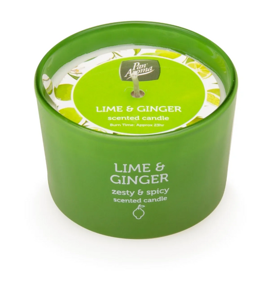 12 PACK 85G COLOURED JAR CANDLE - LIME & GINGER