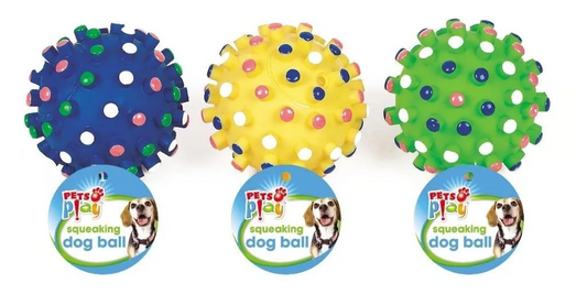 12 PACK PET SQUEAKING BALL ASST