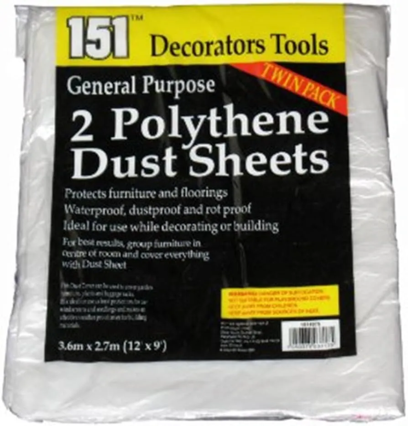 12 PACK POLYTHENE DUST SHEETS 2pk