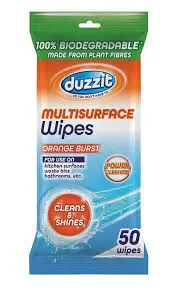 12 PACK BIODEGRADABLE MULTISURFACE WIPES 50PK ORANGE