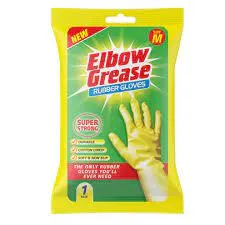 18 PACK ELBOW GREASE SUPER STRONG RUBBER GLOVE MEDIUM 1PK