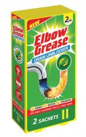 16 PACK ELBOW GREASE DRAIN UNBLOCKER SACHETS 2x25g