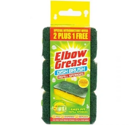 12 PACK ELBOW GREASE DISH BRUSH REFILL 3pk