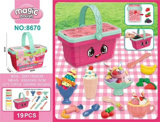 Picnic Basket 12pcs Set Pink