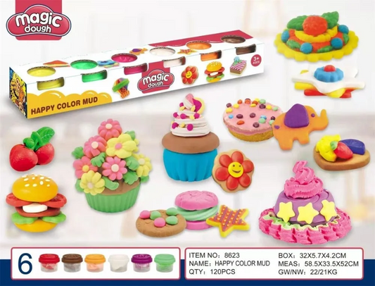 Magic Dough 6 Pack Set - Happy Colour Mud