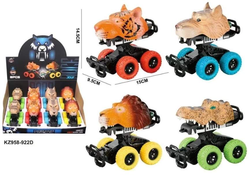 x8 Friction Animal Cars 4 Designs