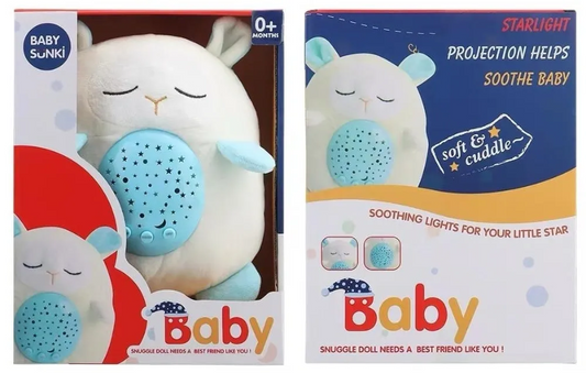 Soft Baby Sheep W Starlight Projector & Sound Teddy For Babies