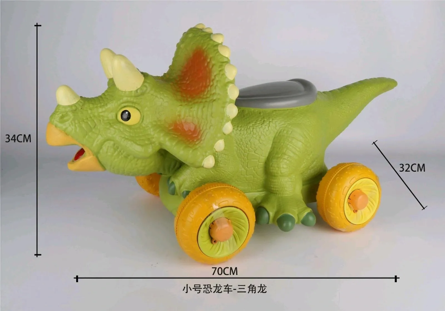 Triceratops Ride On Kids Toy With Wheels Push Along