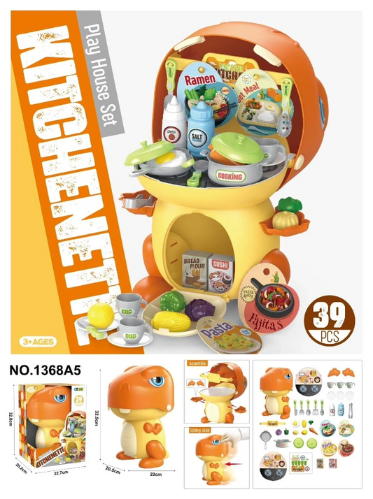 Dinosaur Kitchen Set 2 In 1 Playset 39pcs