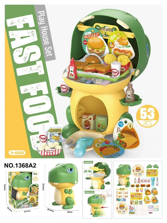 Dinosaur Fast Food 2 In 1 Playset 53pcs Green