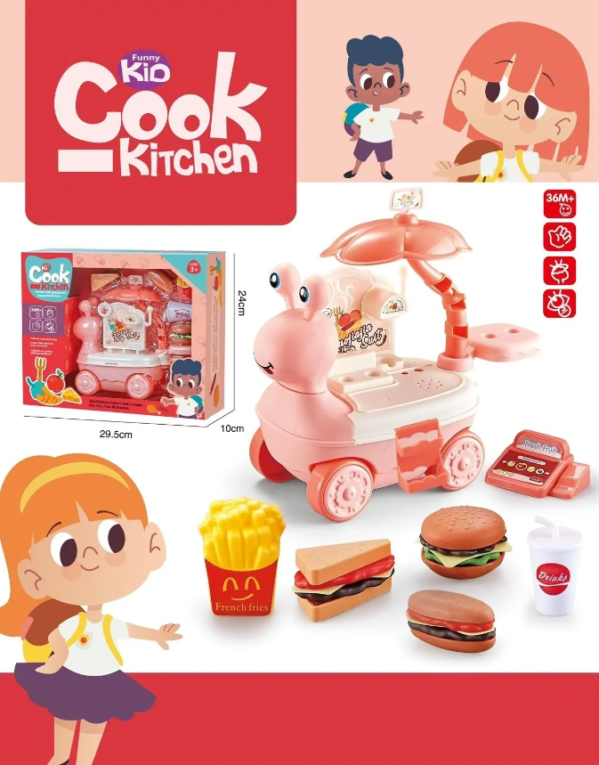 Cook-Kitchen Push Along Toy Set - Fast Food Kitchen